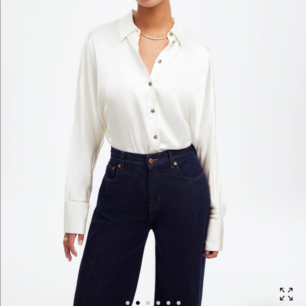 Madewell Relaxed Dolman Button-Up Shirt in Satin